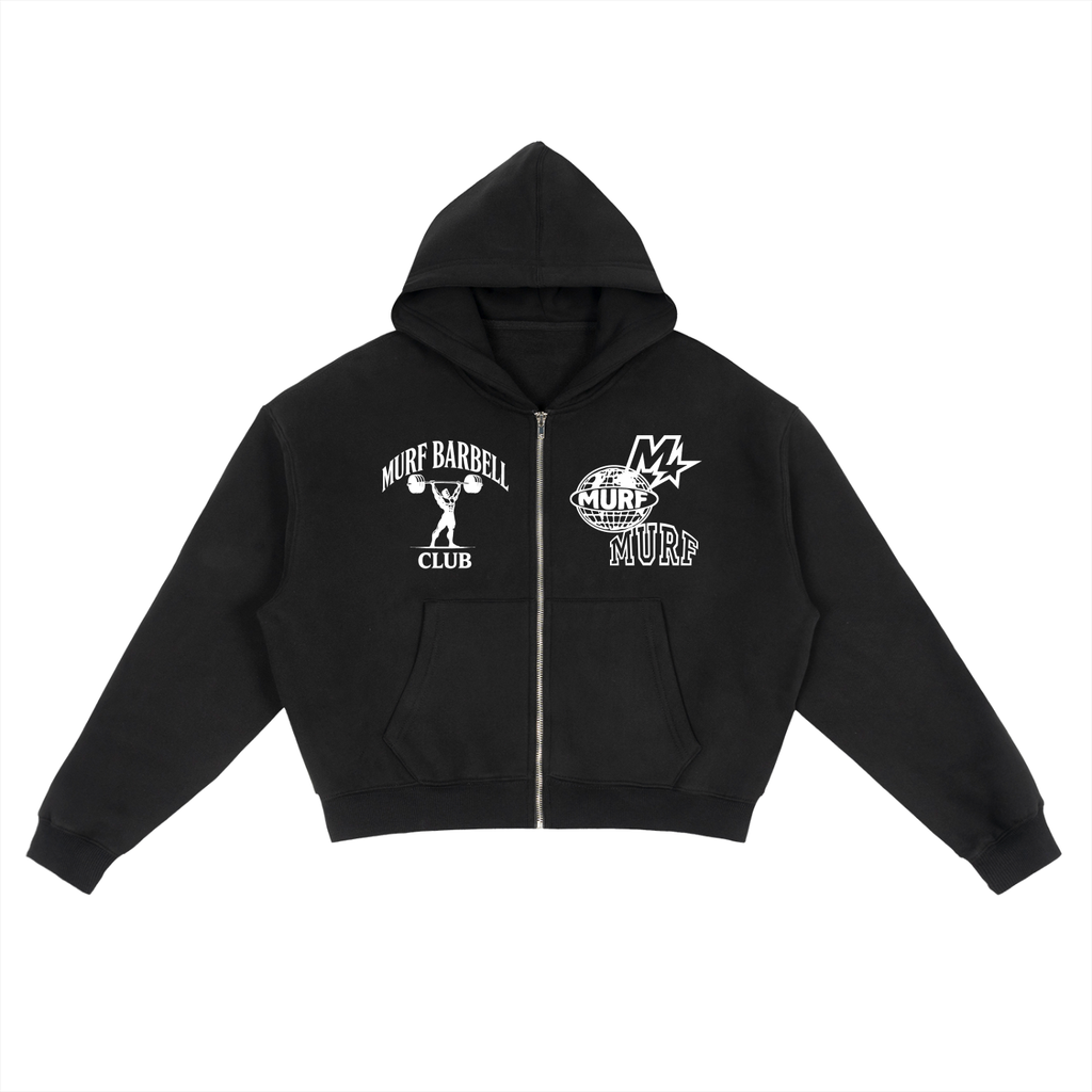 Murf Barbell Zip-Up Boxy Hoodie