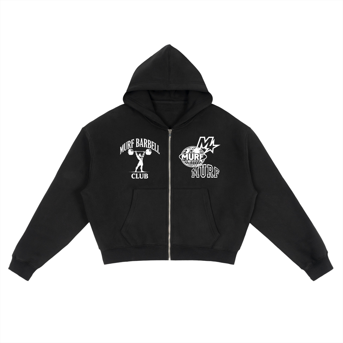Murf Barbell Zip-Up Boxy Hoodie