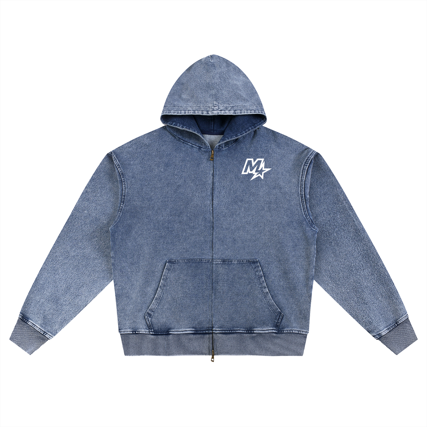 Murf Barbell Star Logo Snow Wash Zip-Up Hoodie