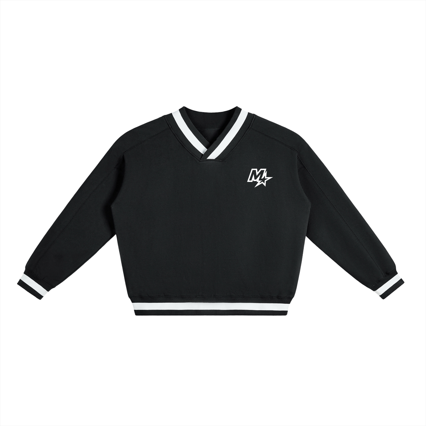 Murf Barbell Star Logo V-Neck Contrast Collar Boxy Sweatshirt