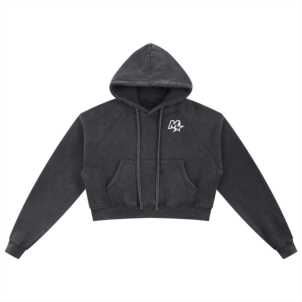 Murf Barbell Star Logo Snow Washed Cropped Hoodie
