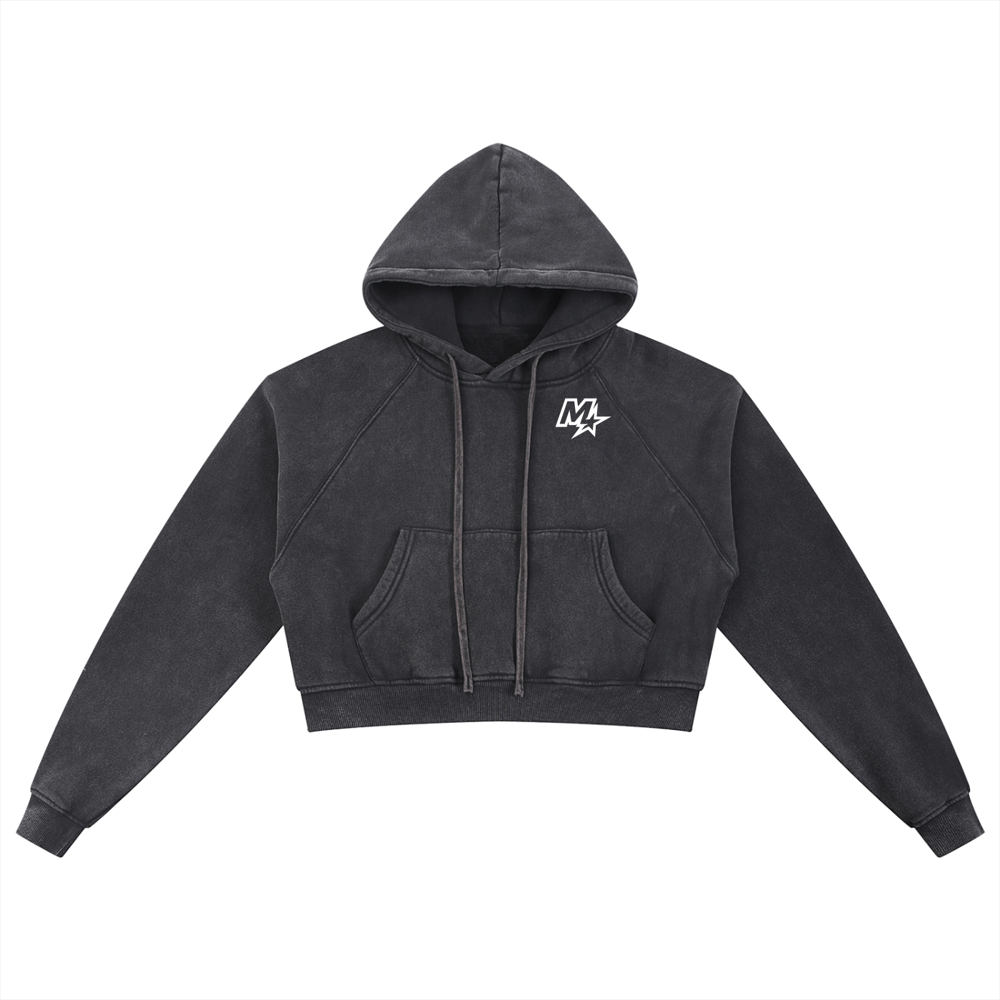 Murf Barbell Star Logo Snow Washed Cropped Hoodie