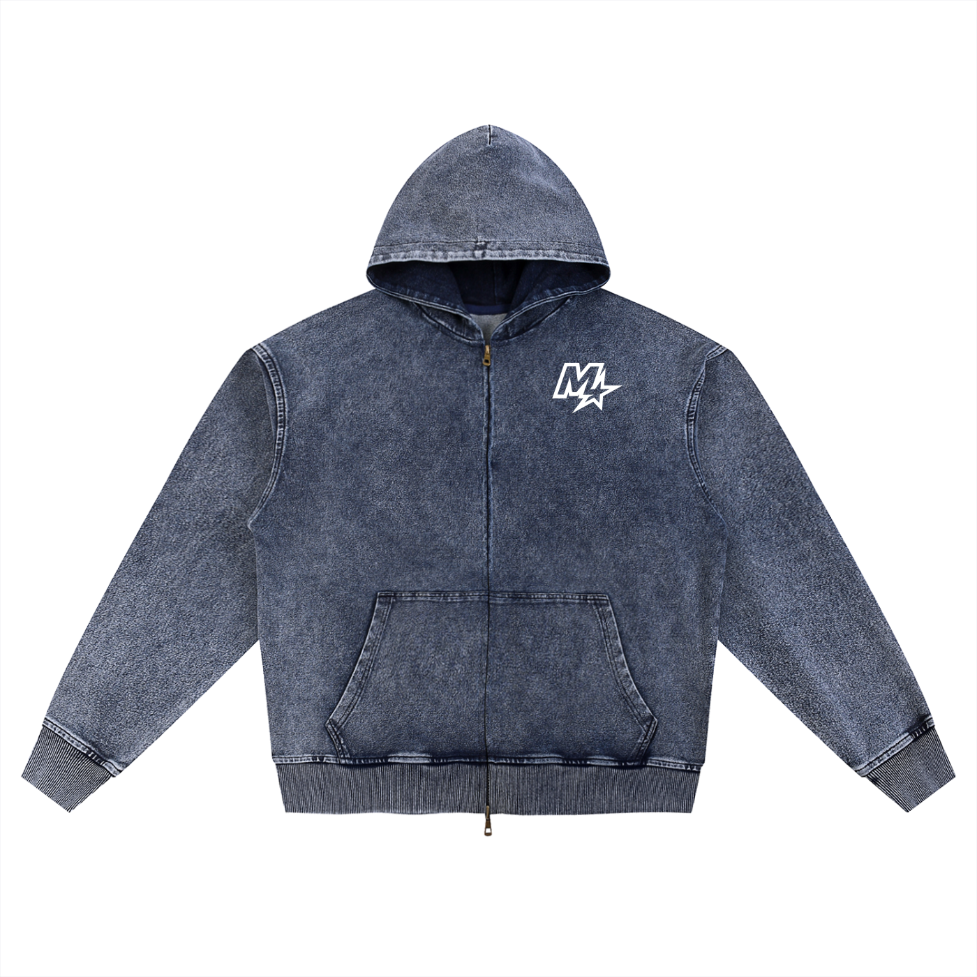 Murf Barbell Star Logo Snow Wash Zip-Up Hoodie