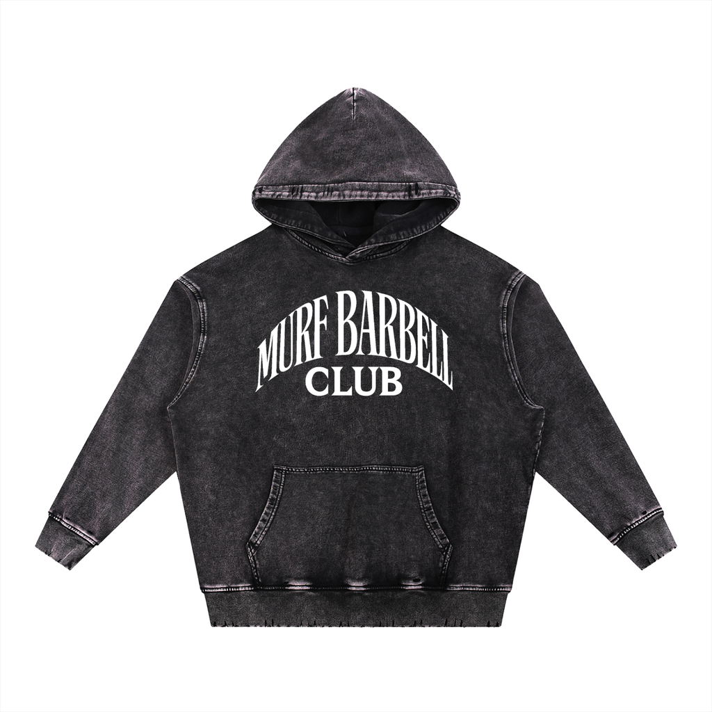 Murf Barbell (White Text) Snow Wash Heavyweight Hoodie