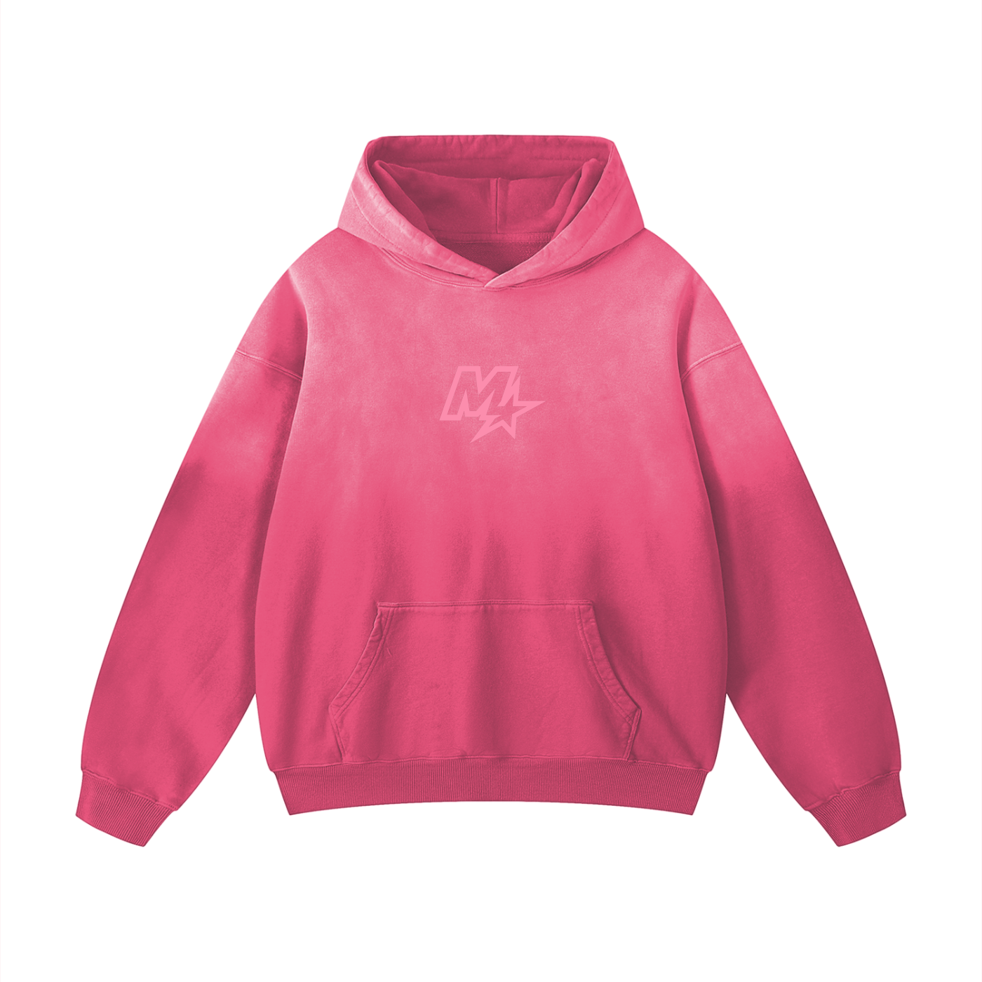 Murf Barbell Star Logo Pink Sunfade Oversized Hoodie