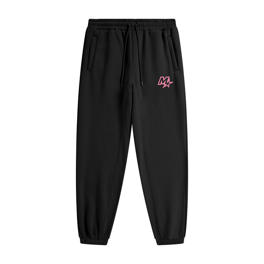 Murf Barbell Star Logo Pink Fleece Joggers