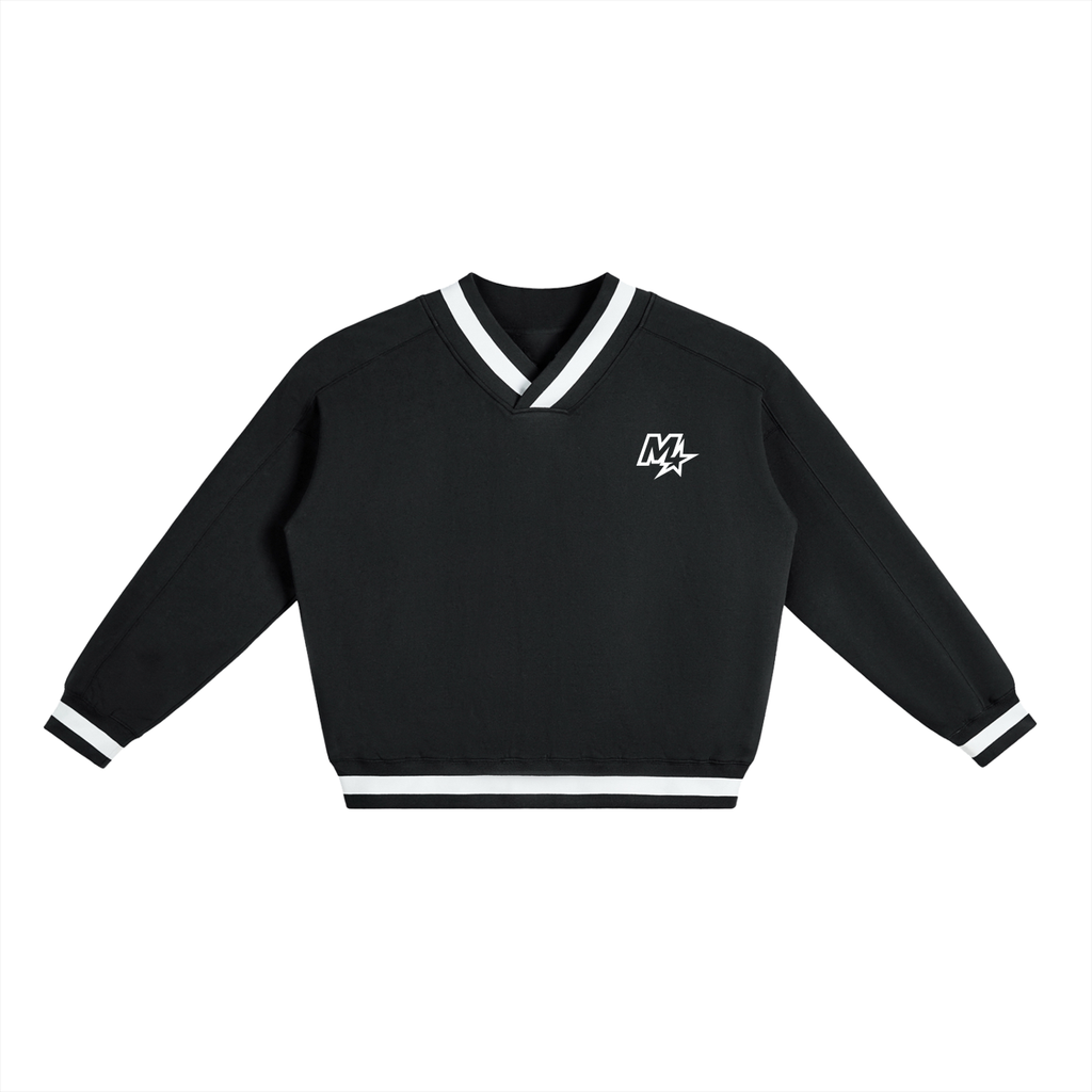 V-Neck Contrast Collar Sweatshirt