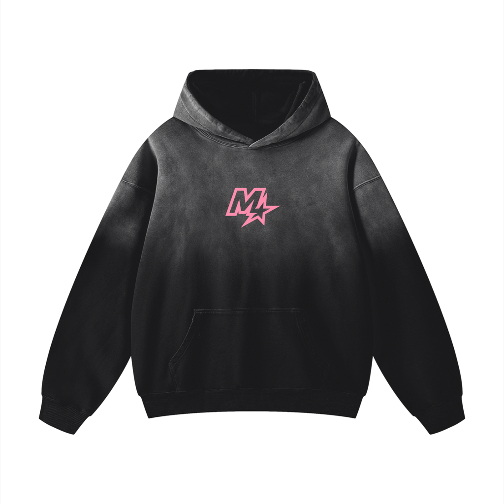 Murf Barbell Star Logo Pink Sunfade Oversized Hoodie