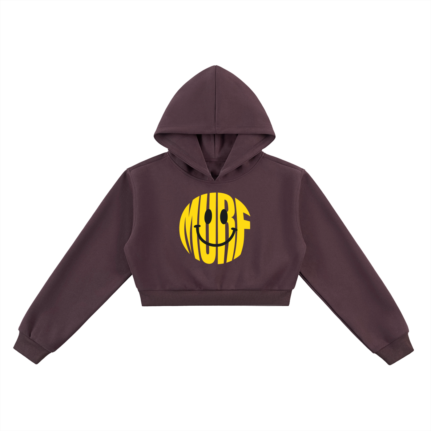 Lady Barbell Smiley Face Cropped Hoodie