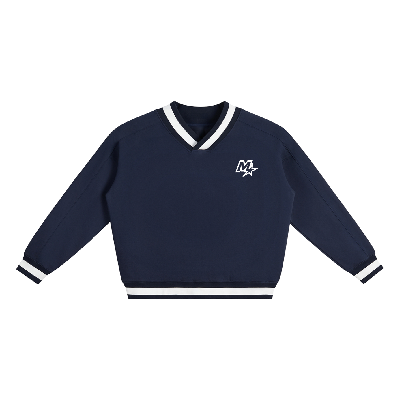 V-Neck Contrast Collar Sweatshirt