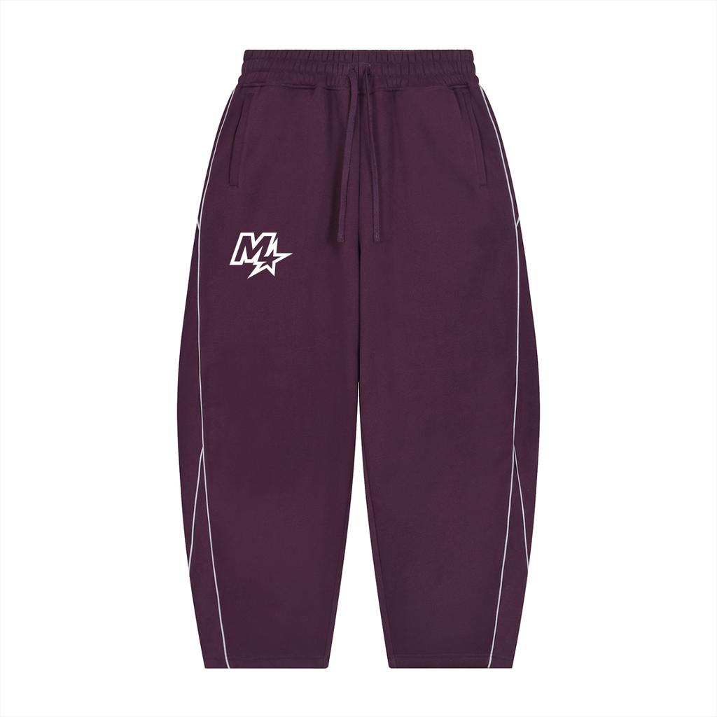Unisex Piping Fleece Barrel Leg Sweatpants
