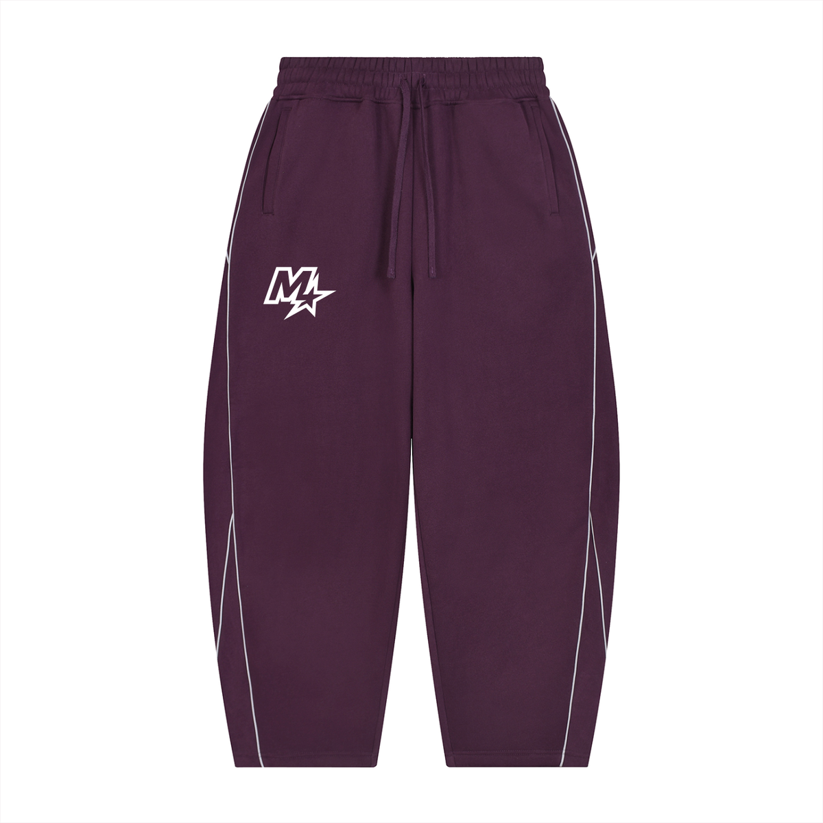 Unisex Piping Fleece Barrel Leg Sweatpants