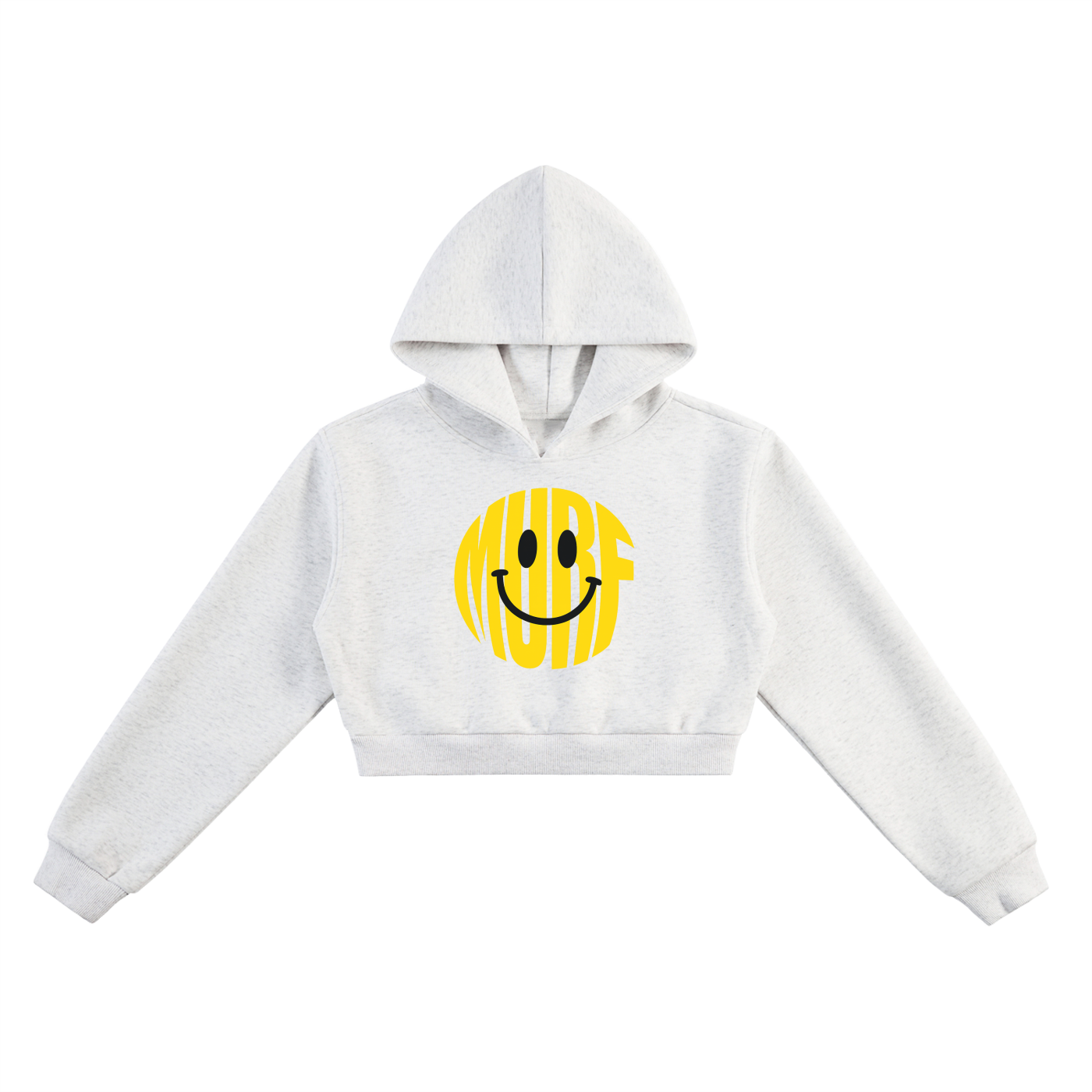Lady Barbell Smiley Face Cropped Hoodie