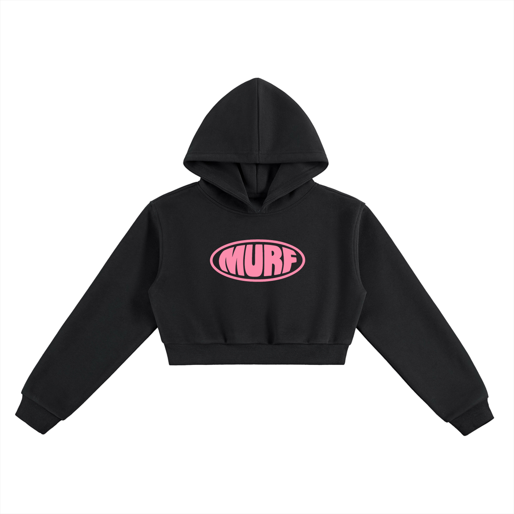 Murf Barbell Oval Logo Pink Cropped Hoodie