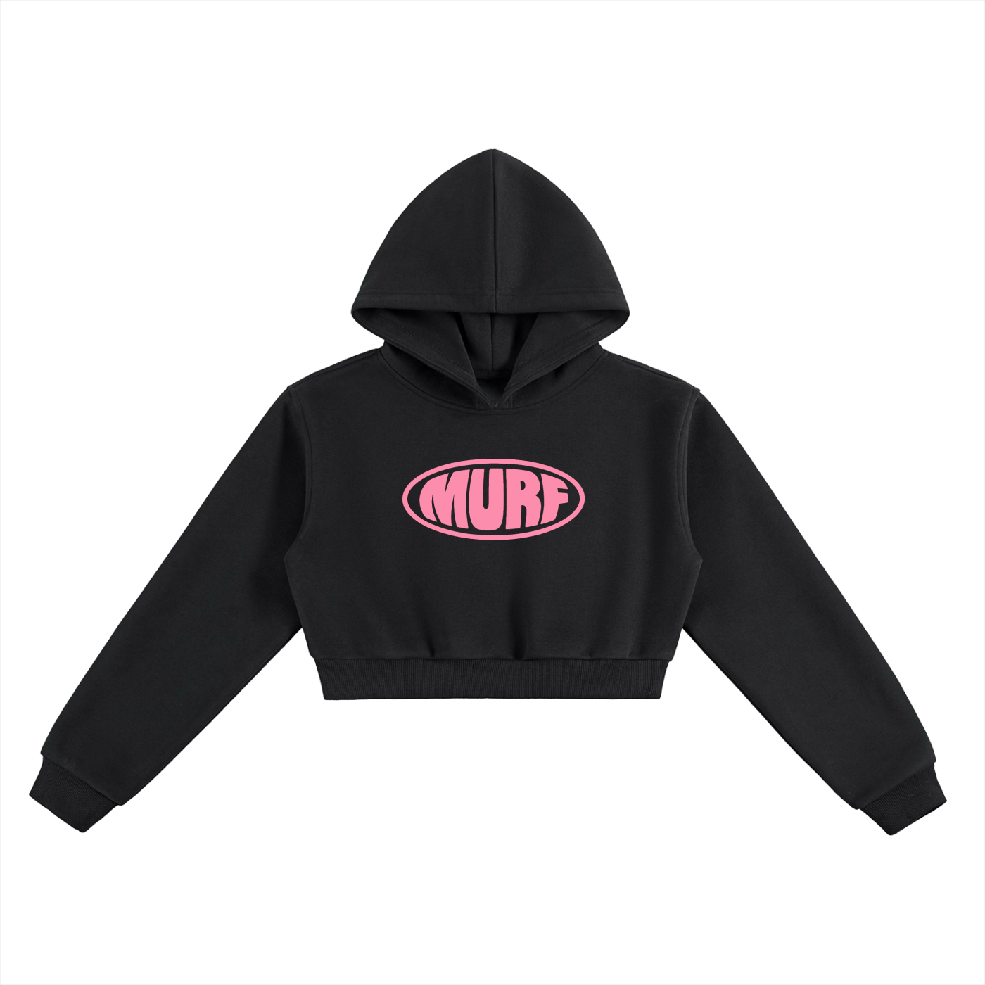 Murf Barbell Oval Logo Pink Cropped Hoodie